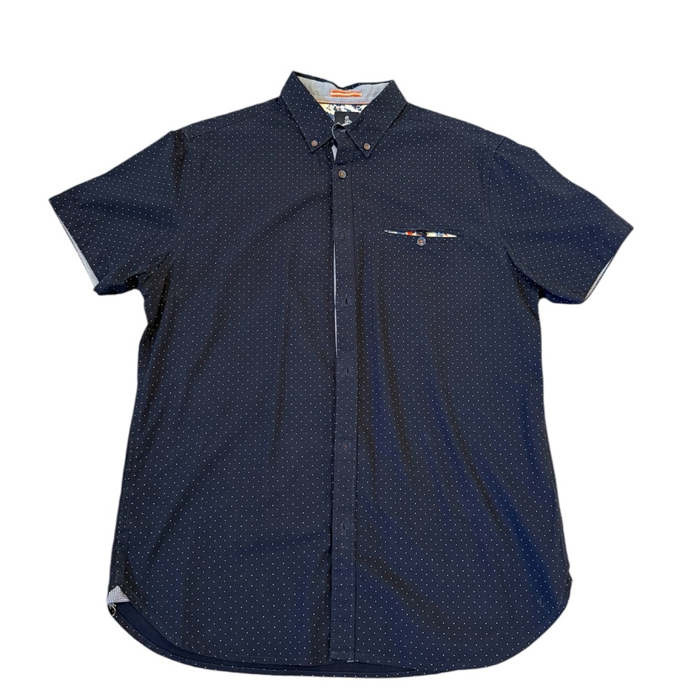 Men's Navy Polka Dot Button-Down Shirt